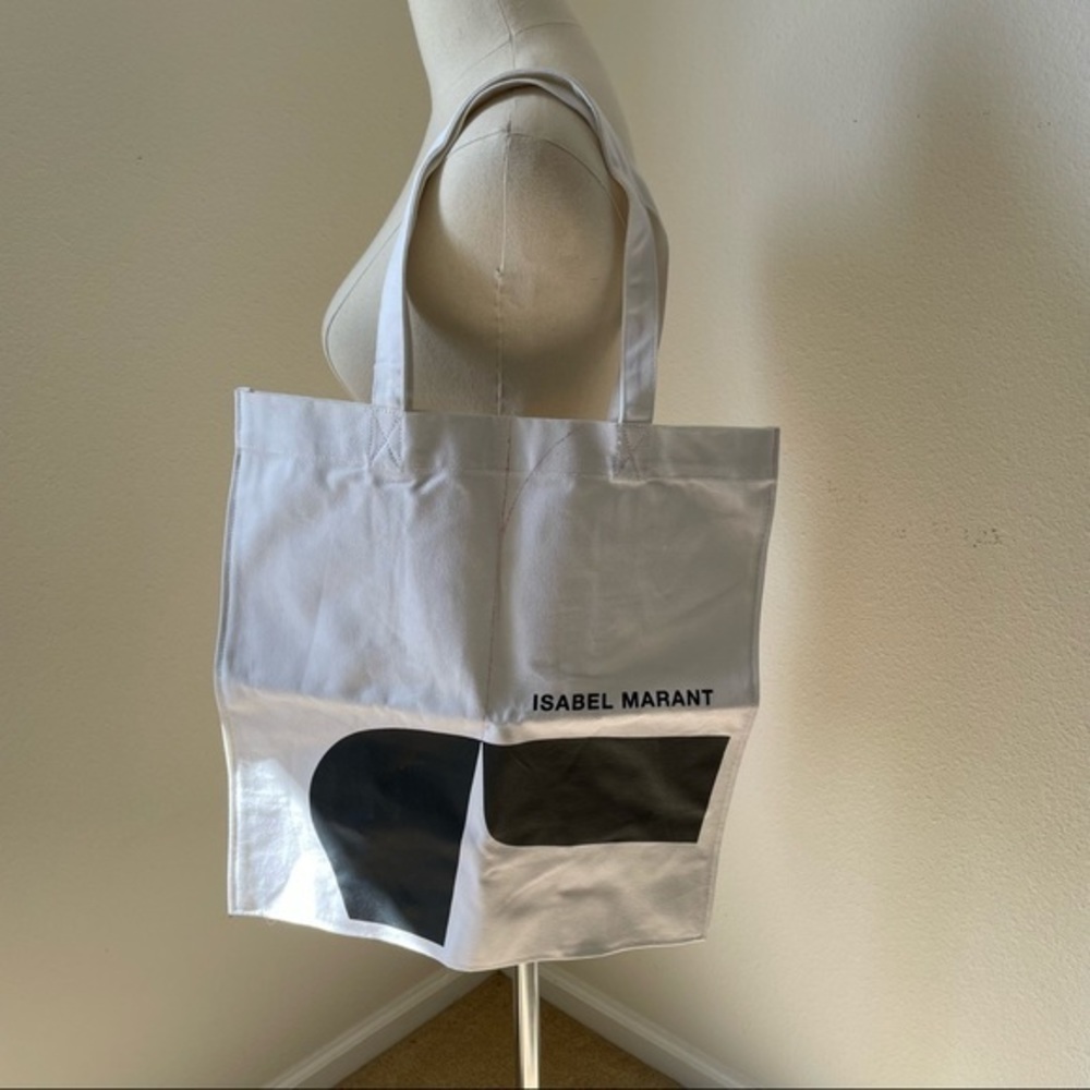 Isabel Marant Large Tote Logo Bag Heavy Cotton In White